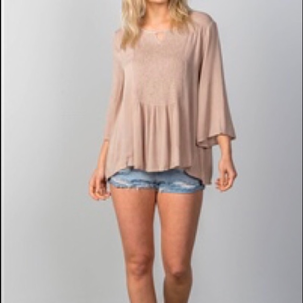 🔥SALES🔥PEASANT TAUPE TOP - Picture 3 of 4